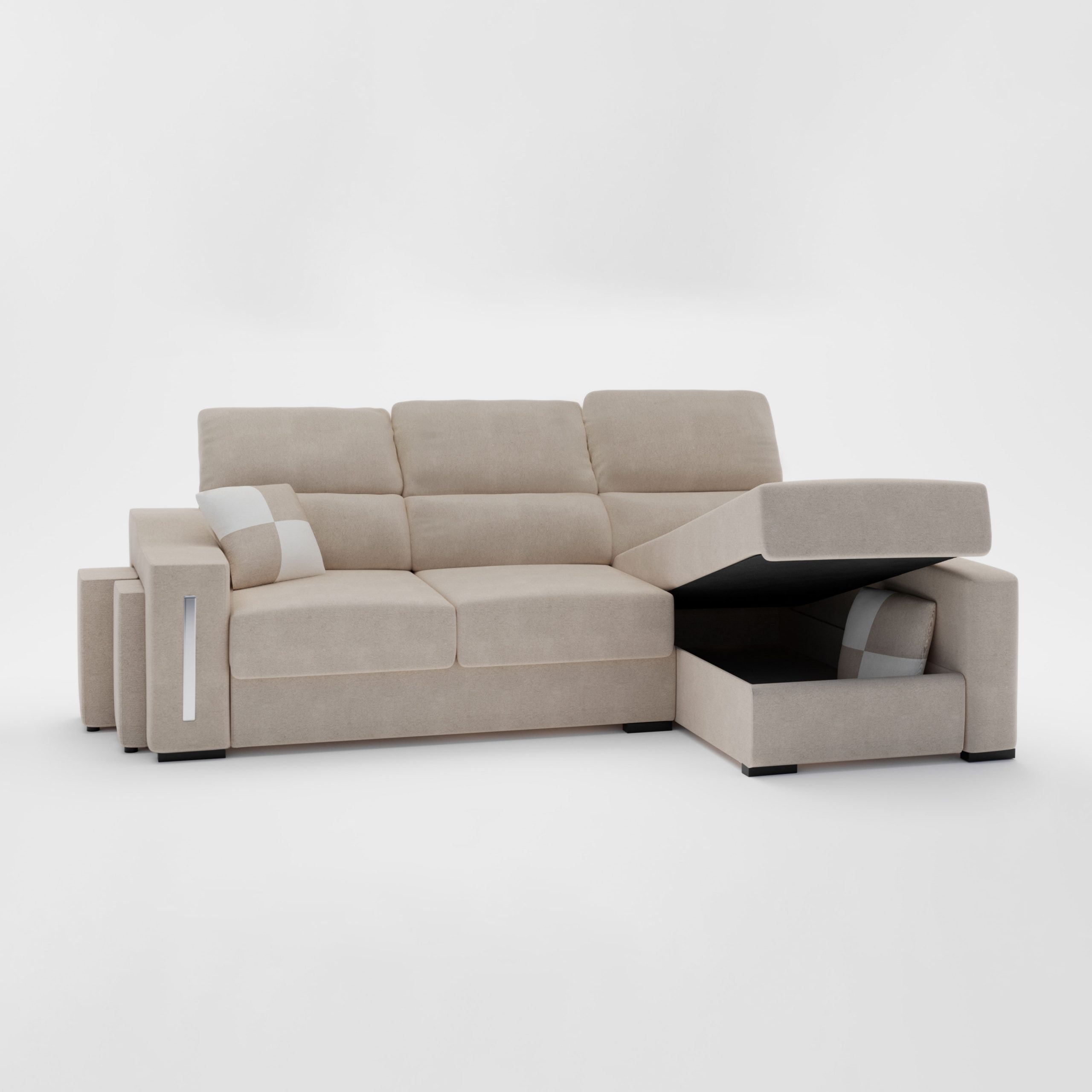 Render de producto Muebles boom sofa inclinado y abierto